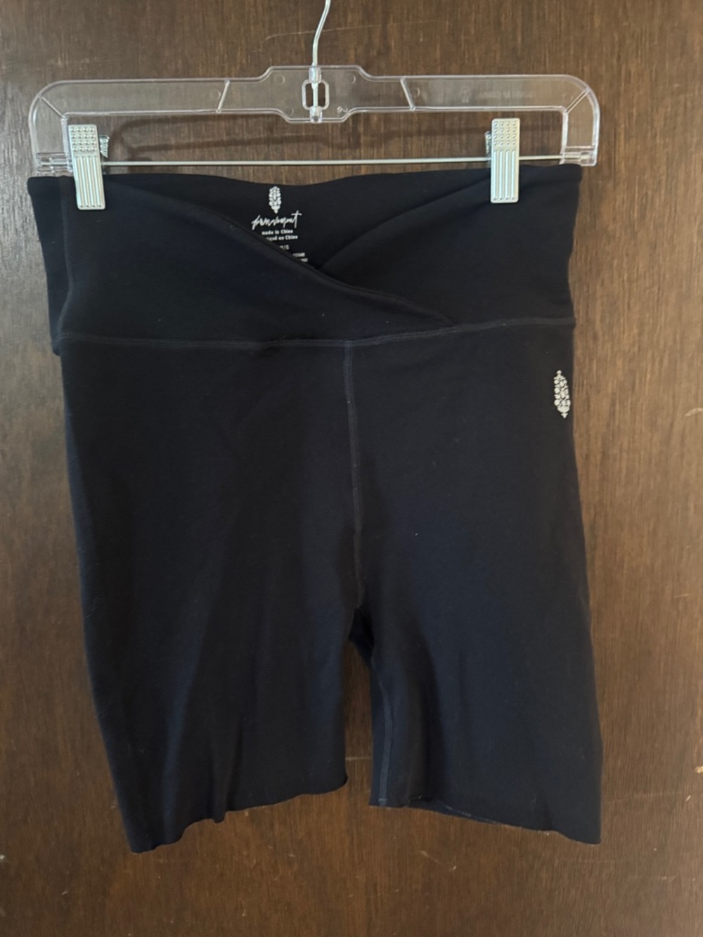 FP Movement by Free People Black High-Waist Bike Shorts with Crossover Waist
